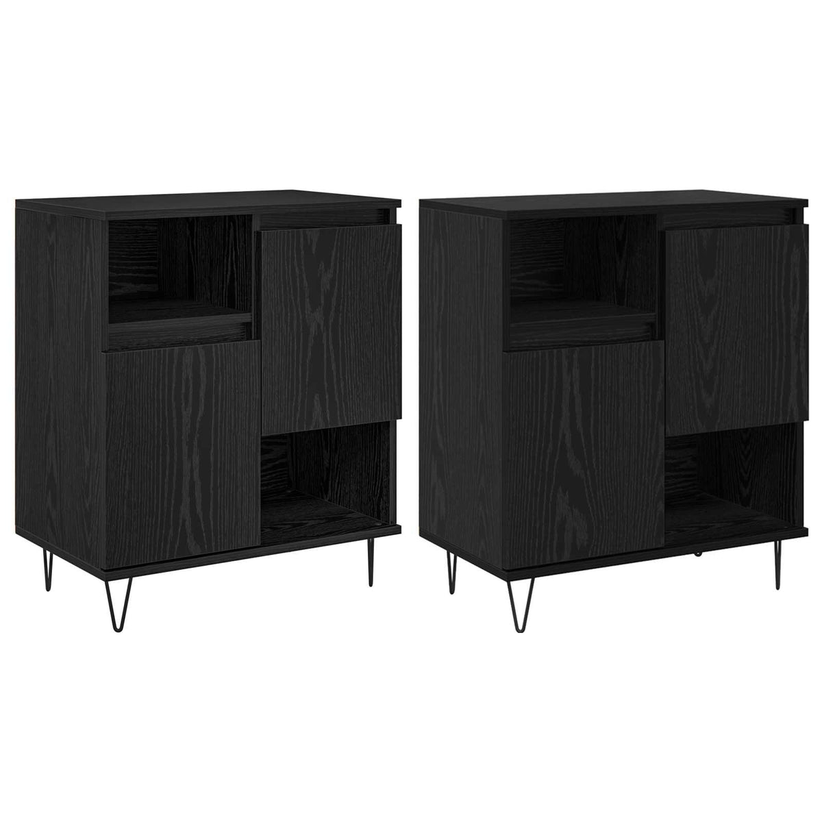 Sideboard 2 stk. Schwarz Eichen-Optik 60 x 35 x 70 cm