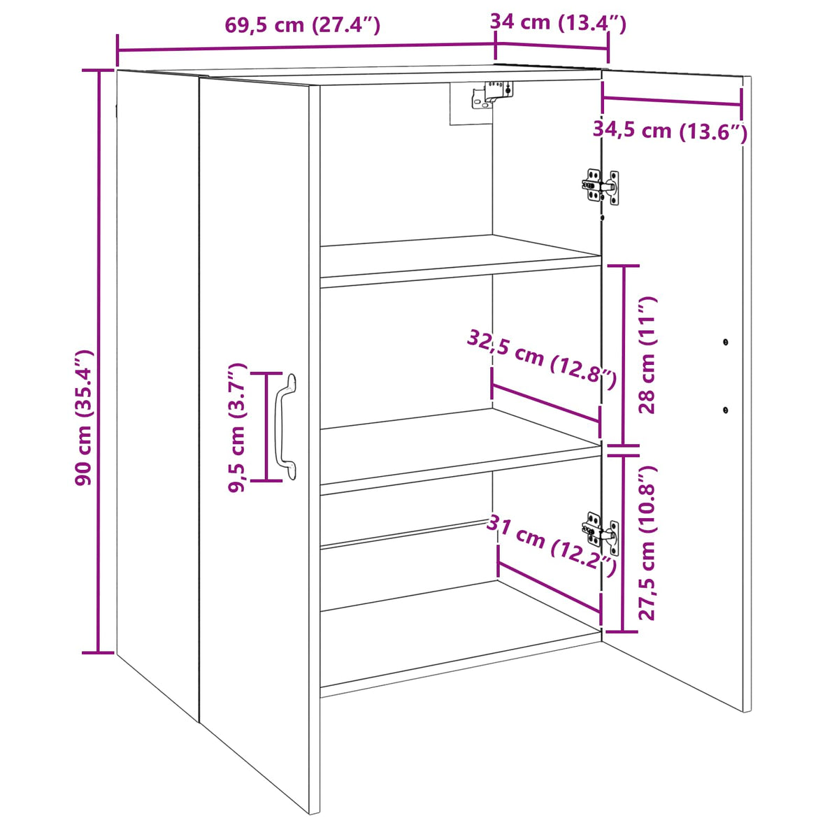 Wandschrank 2 stk. Altholz 69,5 x 34 x 90 cm Holzwerkstoff
