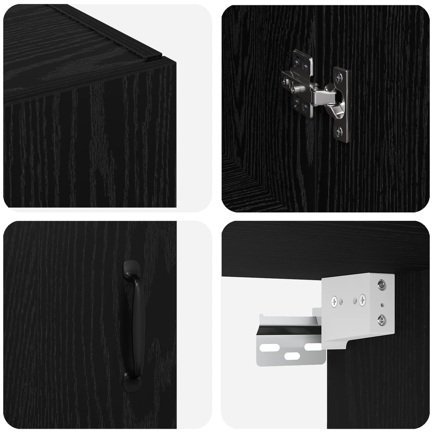 Wandschrank 2 stk. Schwarz Eichen-Optik 69,5 x 34 x 90 cm