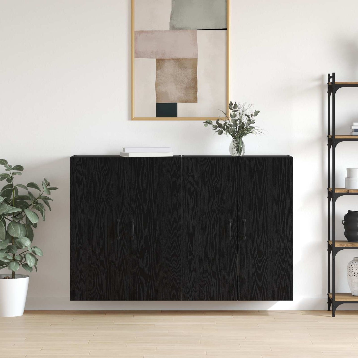 Wandschrank 2 stk. Schwarz Eichen-Optik 69,5 x 34 x 90 cm