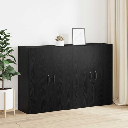 Wandschrank 2 stk. Schwarz Eichen-Optik 69,5 x 34 x 90 cm