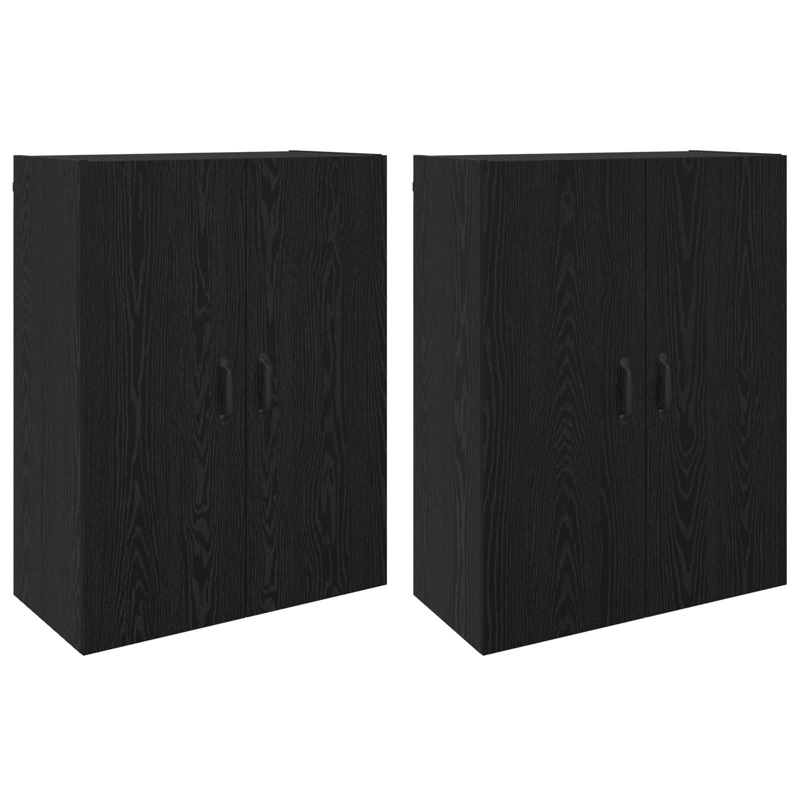 Wandschrank 2 stk. Schwarz Eichen-Optik 69,5 x 34 x 90 cm
