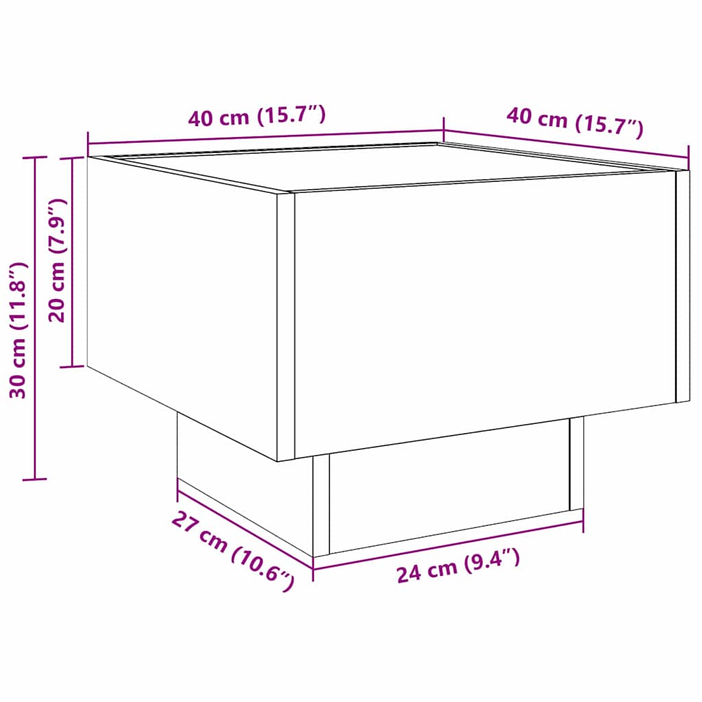 Couchtisch Schwarz Eichen-Optik 40 x 40 x 30 cm Holzwerkstoff