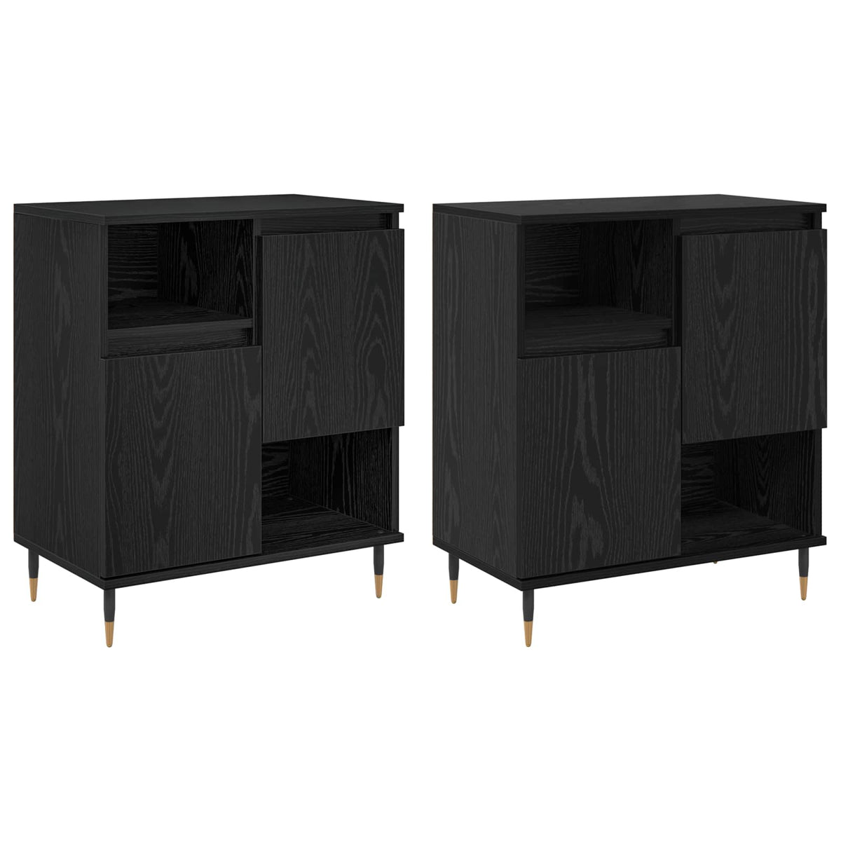 Sideboards 2 stk. Schwarz Eichen-Optik