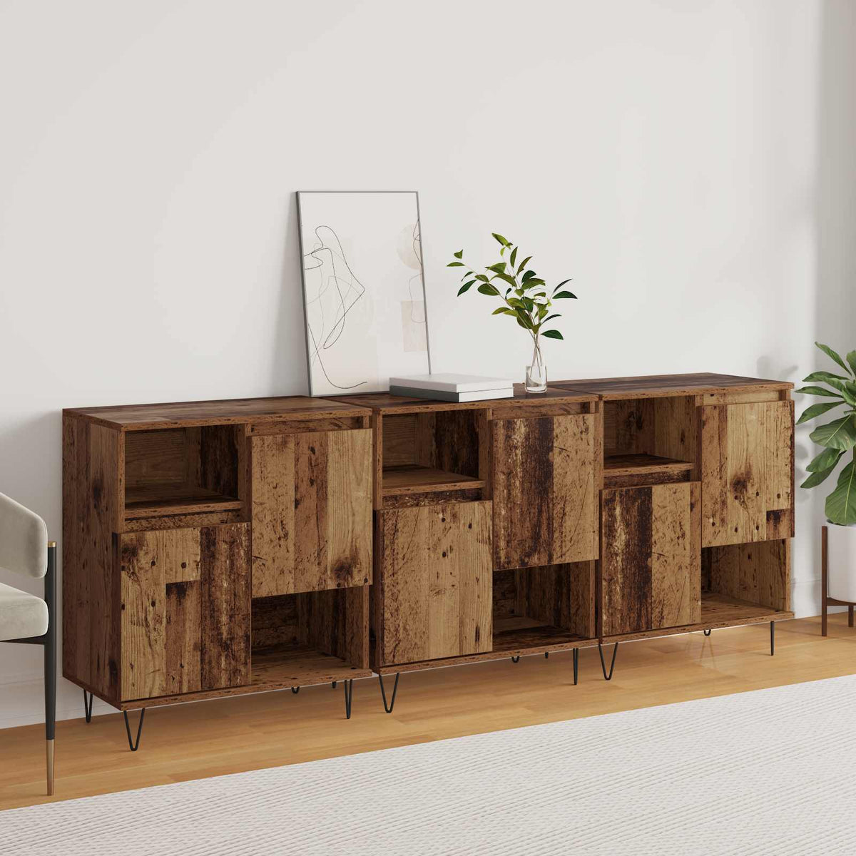Sideboard 3 stk. Altholz 60 x 35 x 70 cm