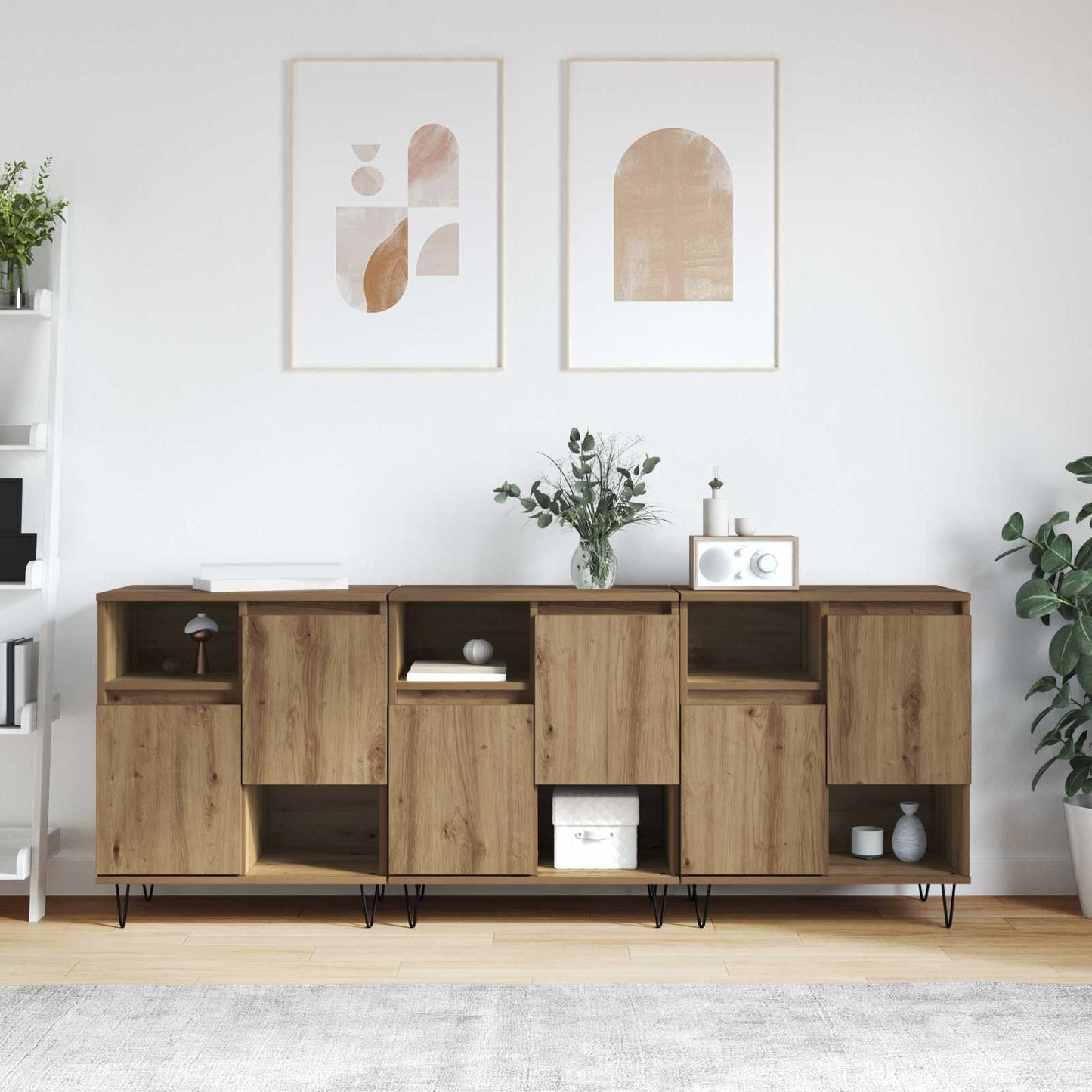 Sideboard 3 stk. Artisan-Eiche 60 x 35 x 70 cm