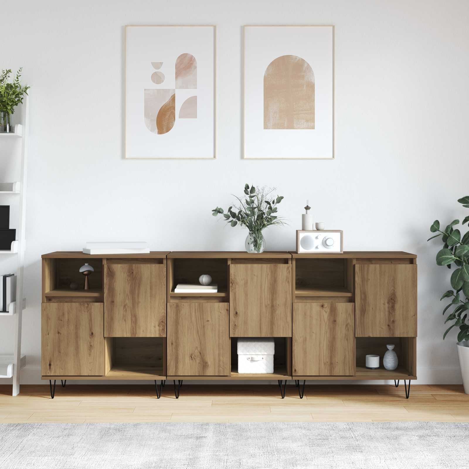 Sideboard 3 stk. Artisan-Eiche 60 x 35 x 70 cm