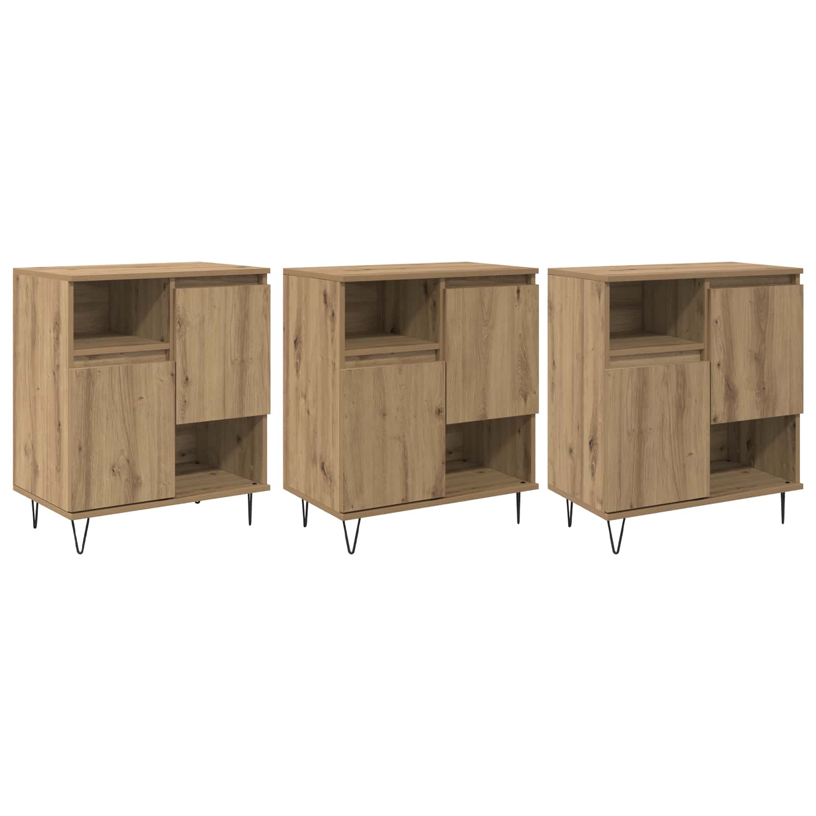 Sideboard 3 stk. Artisan-Eiche 60 x 35 x 70 cm