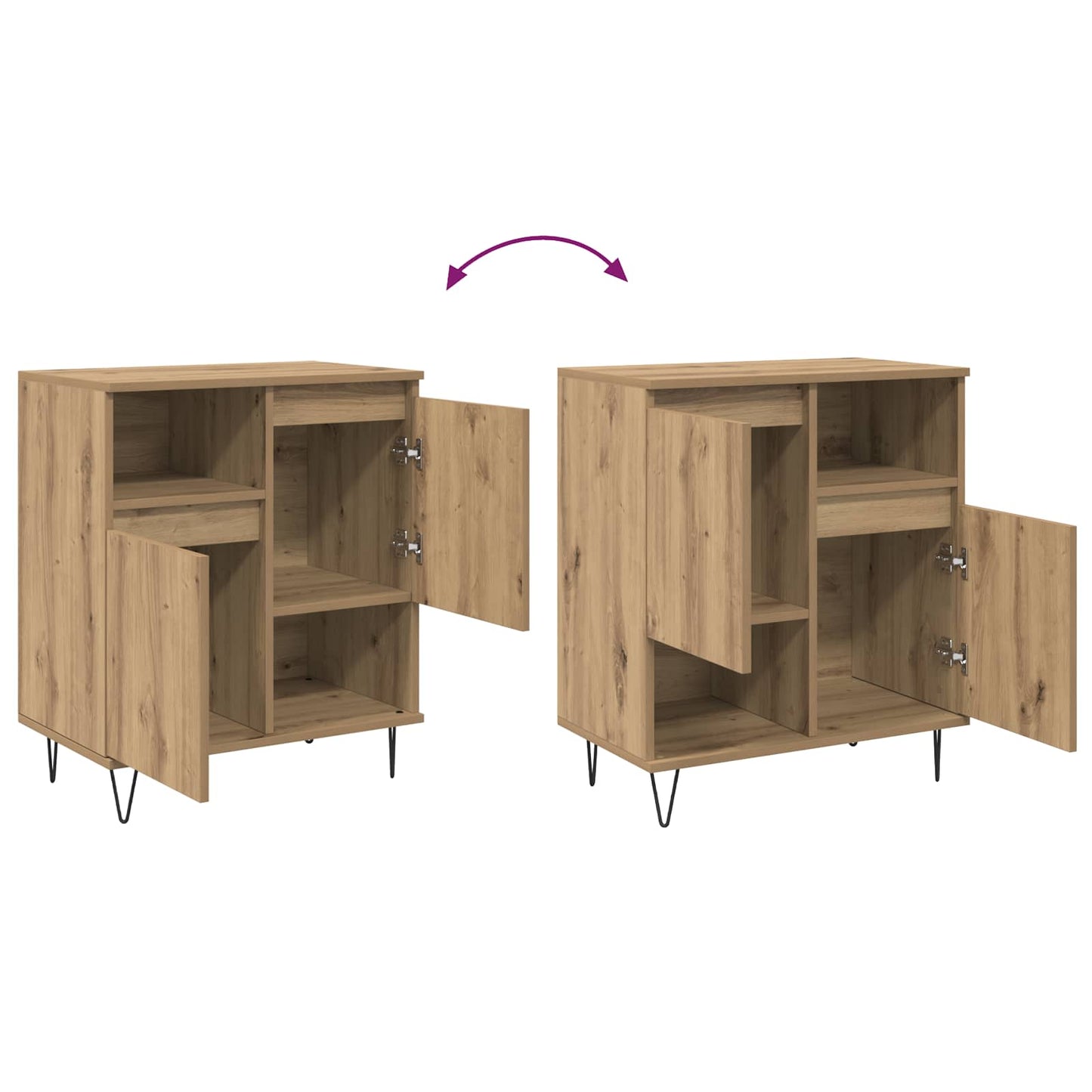 Sideboard 3 stk. Artisan-Eiche 60 x 35 x 70 cm