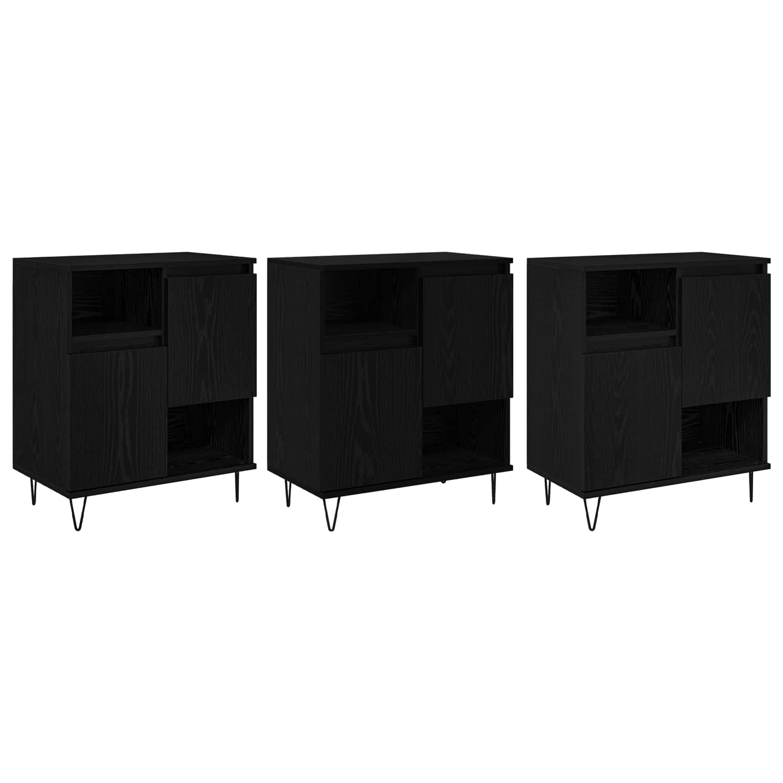 Sideboard 3 pcs Schwarz Eichen-Optik 60 x 35 x 70 cm