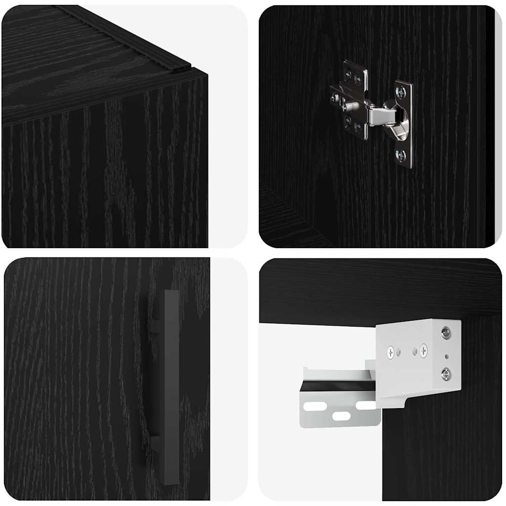 Wandmontierte Schränke 2 pcs Schwarz Eichen-Optik