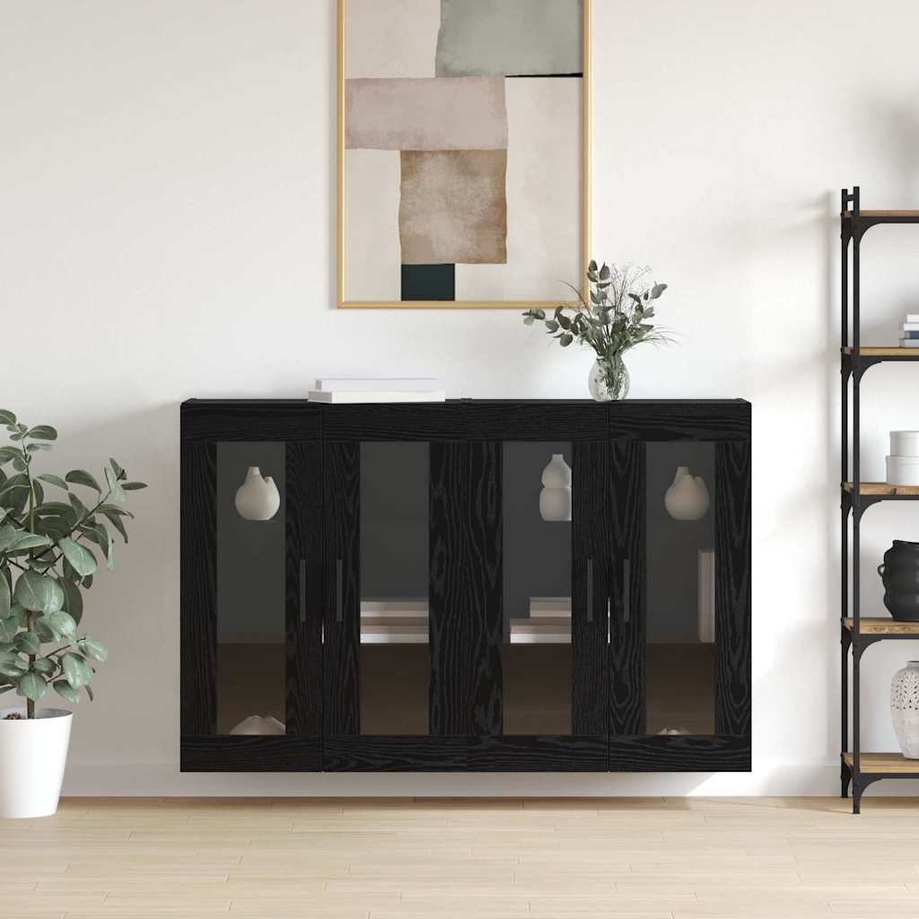 Wandmontierte Schränke 2 stk. Schwarz Eichen-Optik