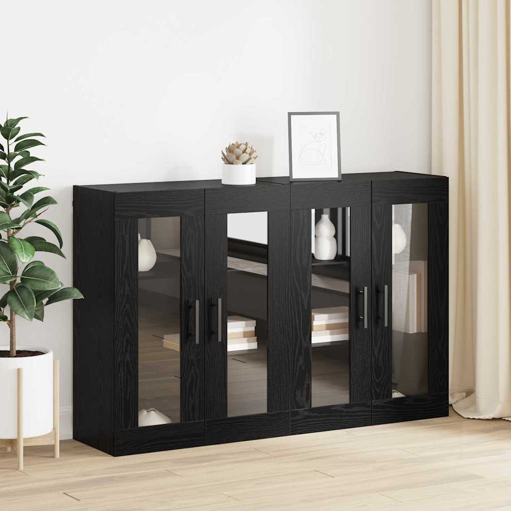 Wandmontierte Schränke 2 stk. Schwarz Eichen-Optik