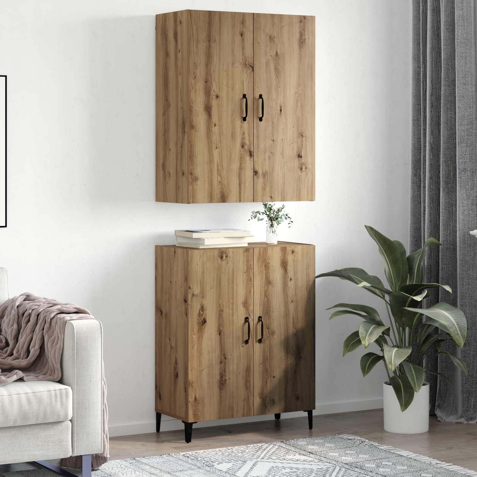Highboard 2 stk. Artisan-Eiche 69,5 x 34 x 180 cm Holzwerkstoff