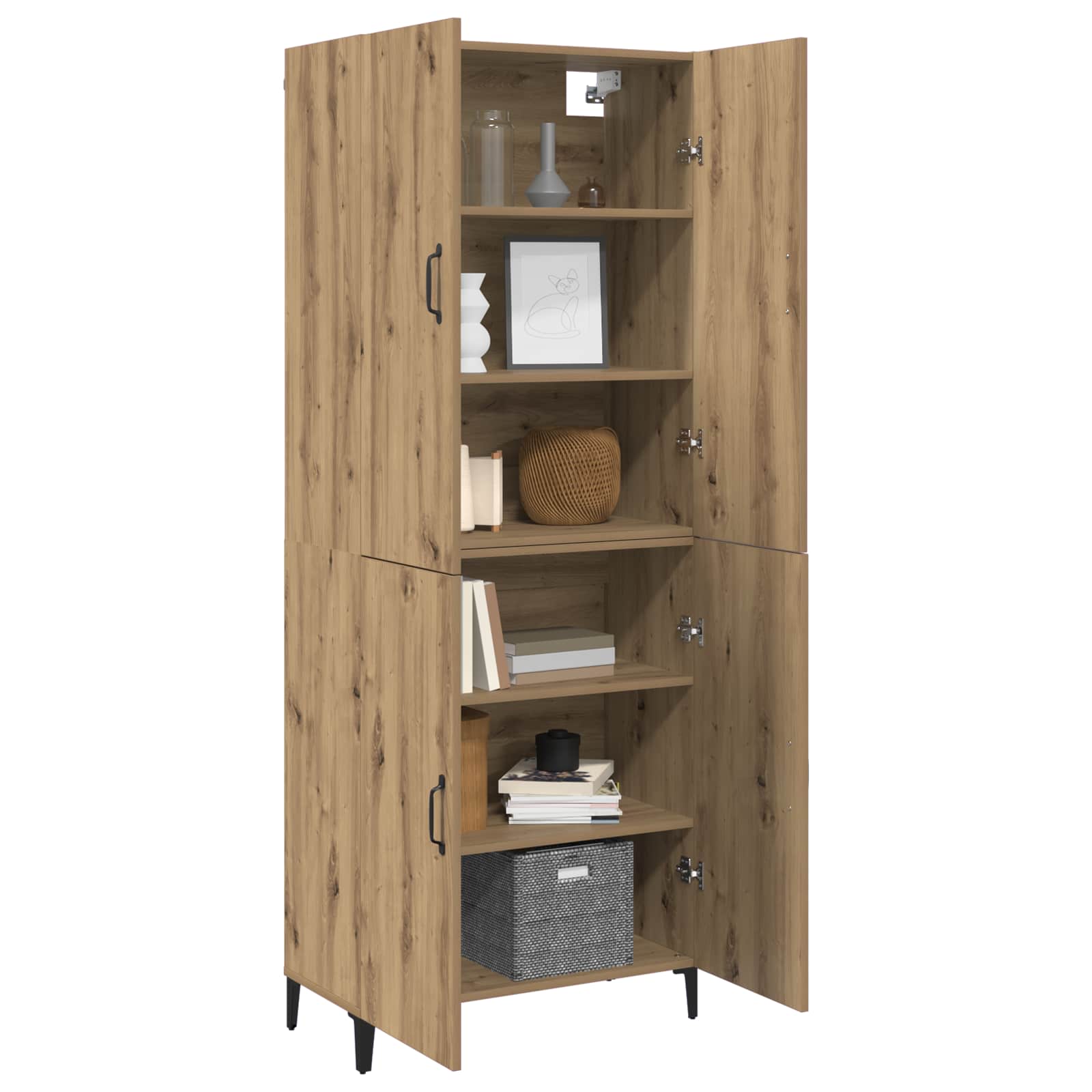 Highboard 2 stk. Artisan-Eiche 69,5 x 34 x 180 cm Holzwerkstoff