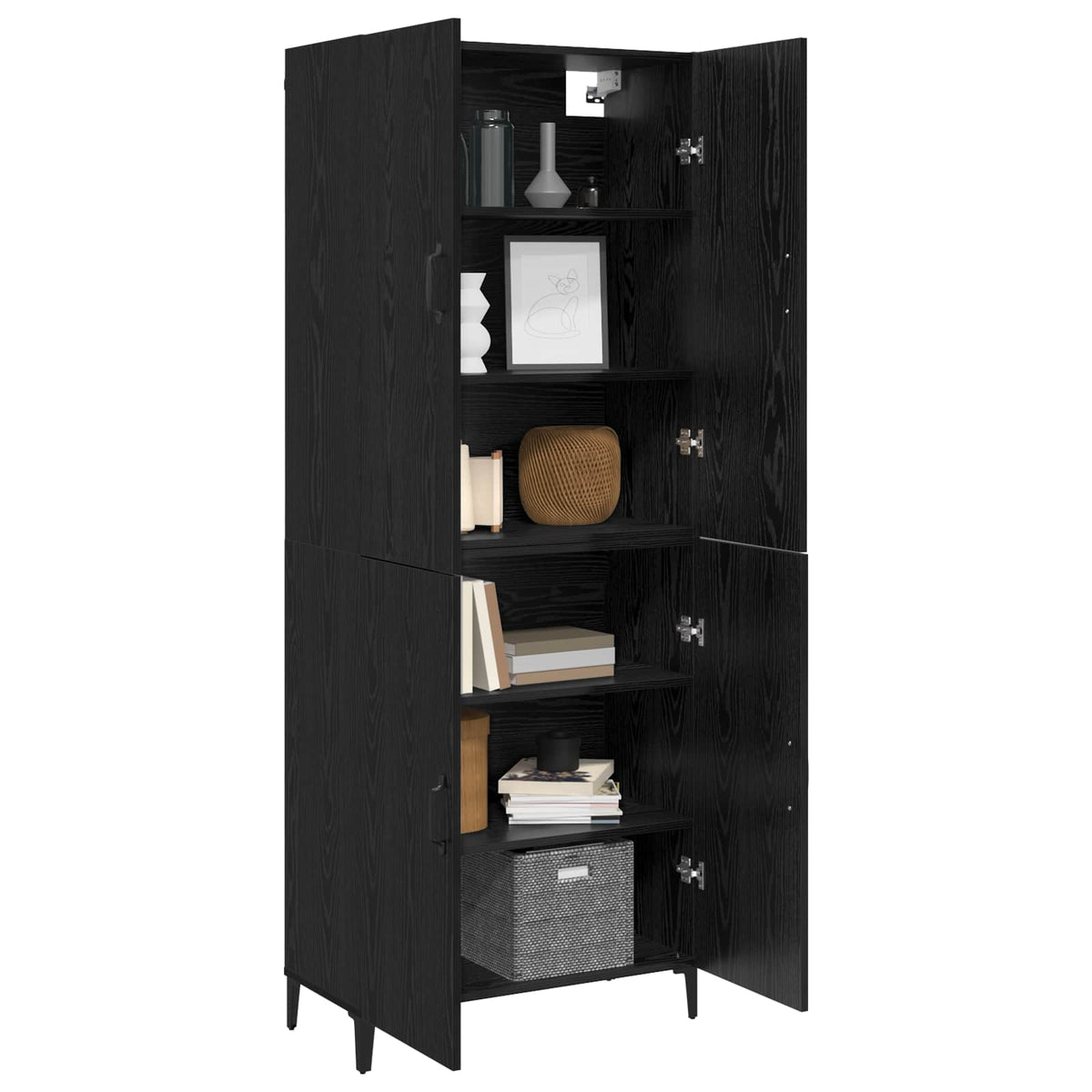 Highboard 2 stk. Schwarz Eichen-Optik 69,5 x 34 x 180 cm