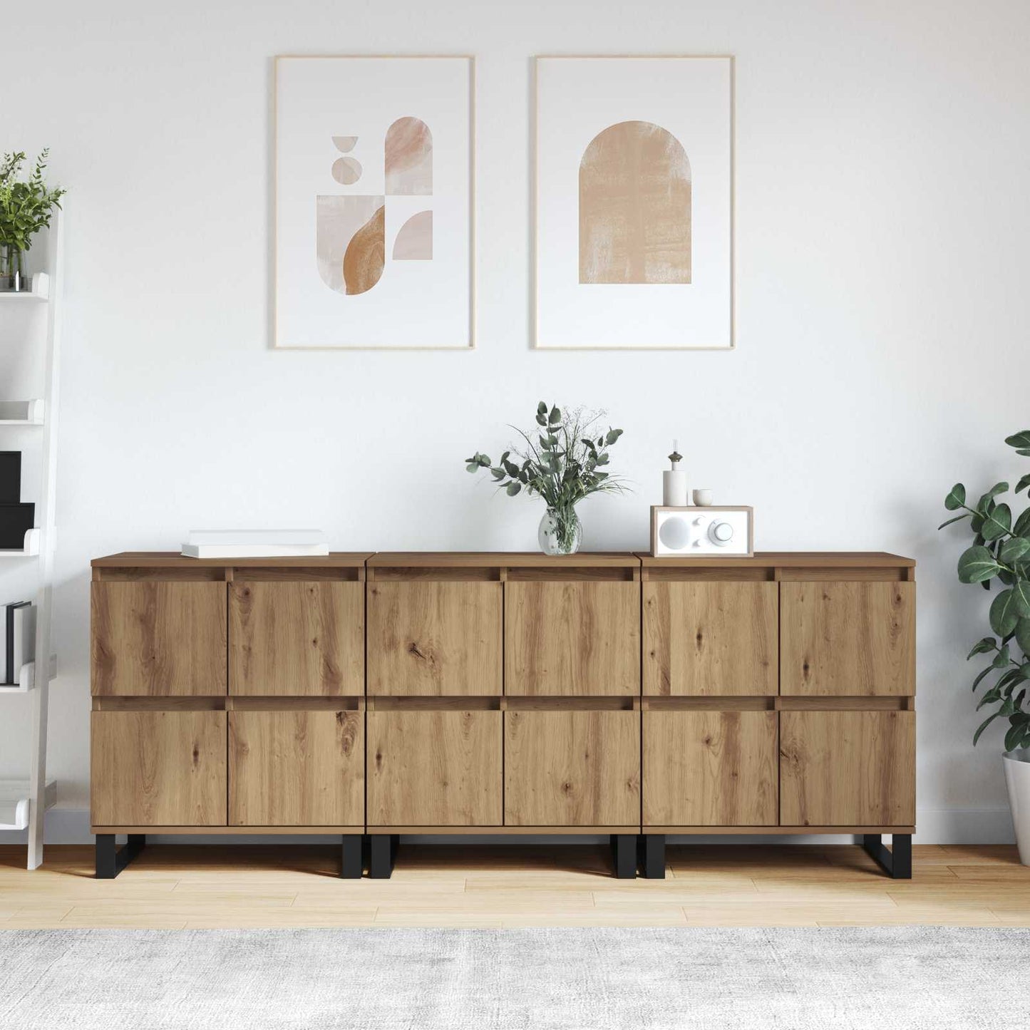 Sideboard 3 pcs Artisan-Eiche 60 x 35 x 70 cm