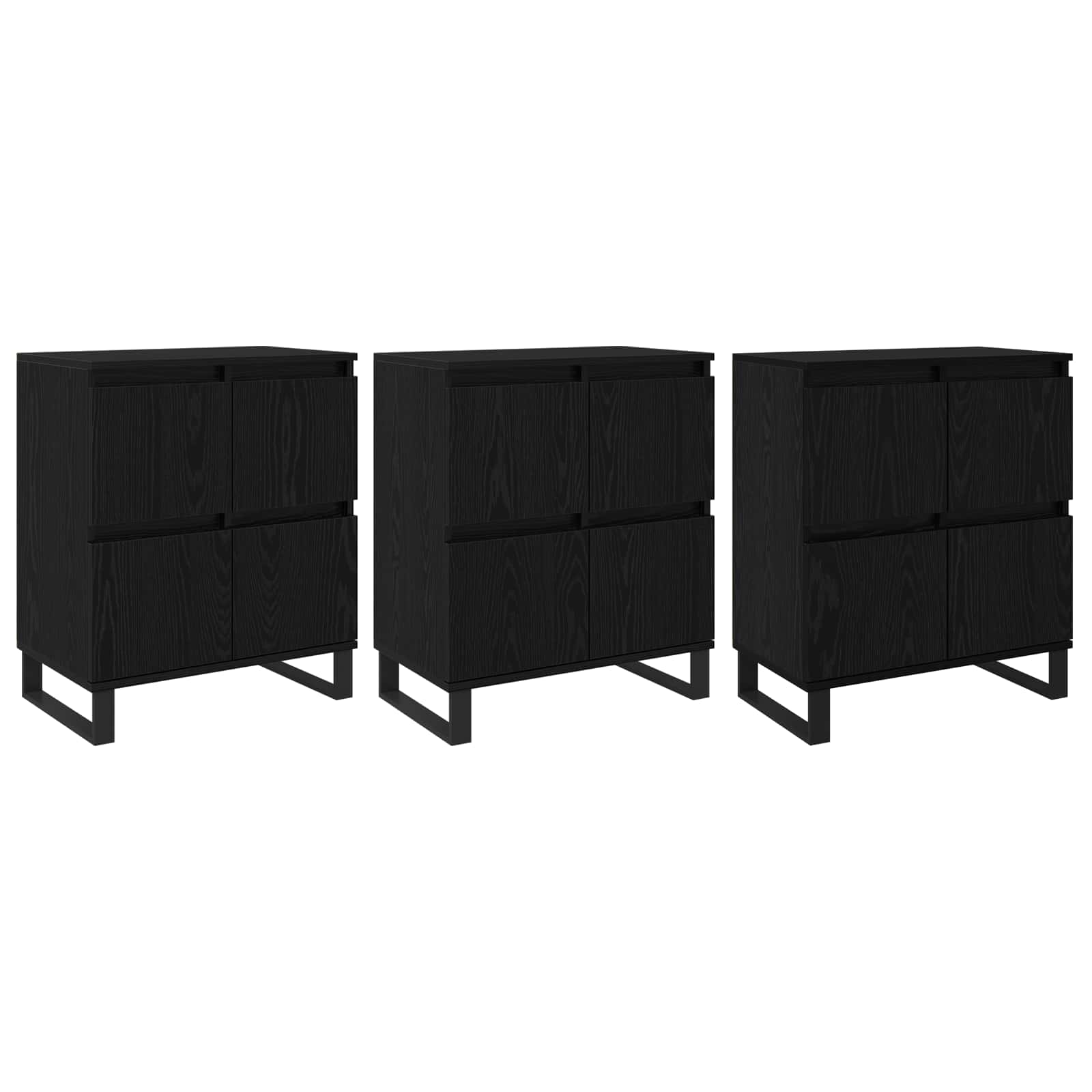 Sideboard 3 stk. Schwarz Eichen-Optik 60 x 35 x 70 cm