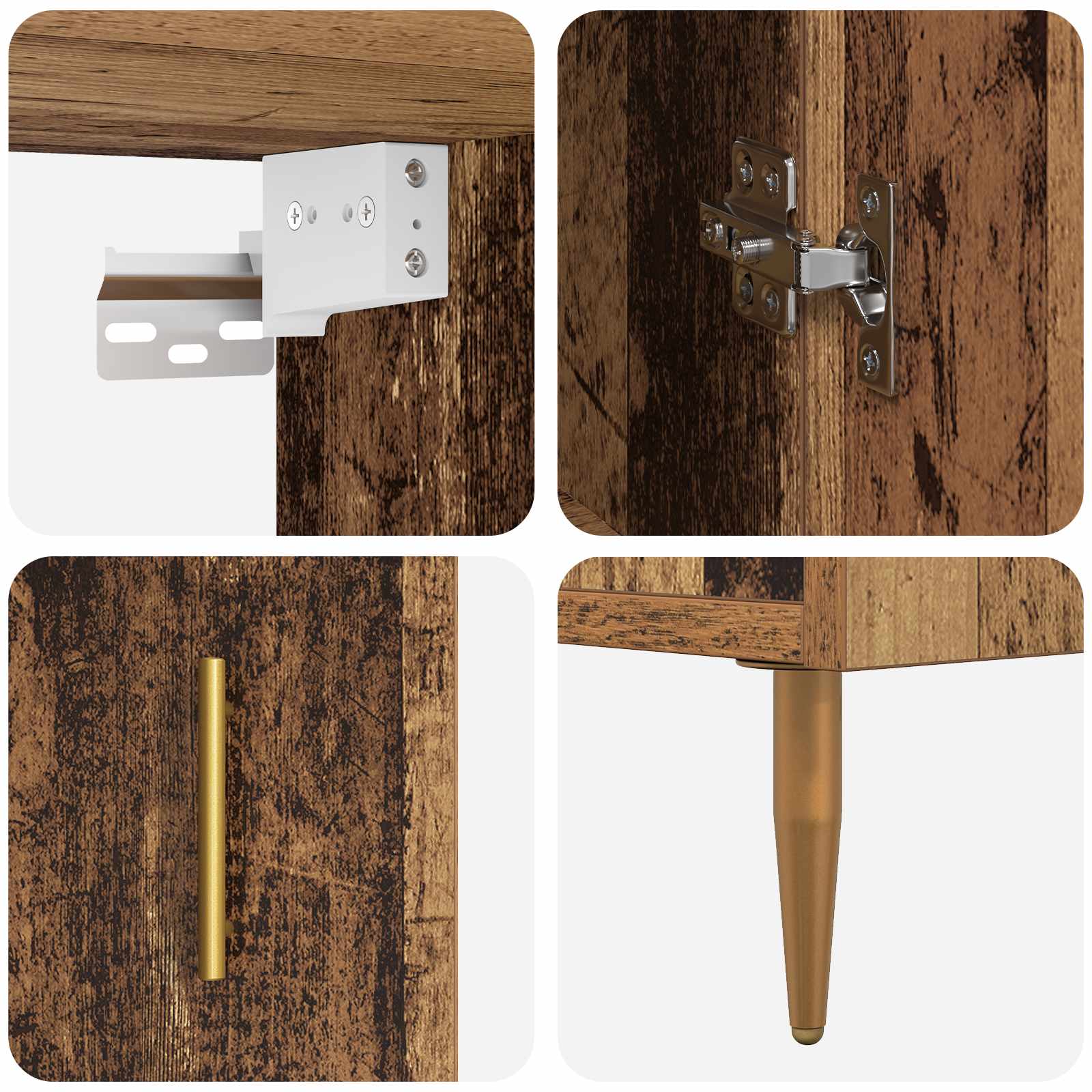 Highboard Altholz 69,5 x 34 x 180 cm Holzwerkstoff
