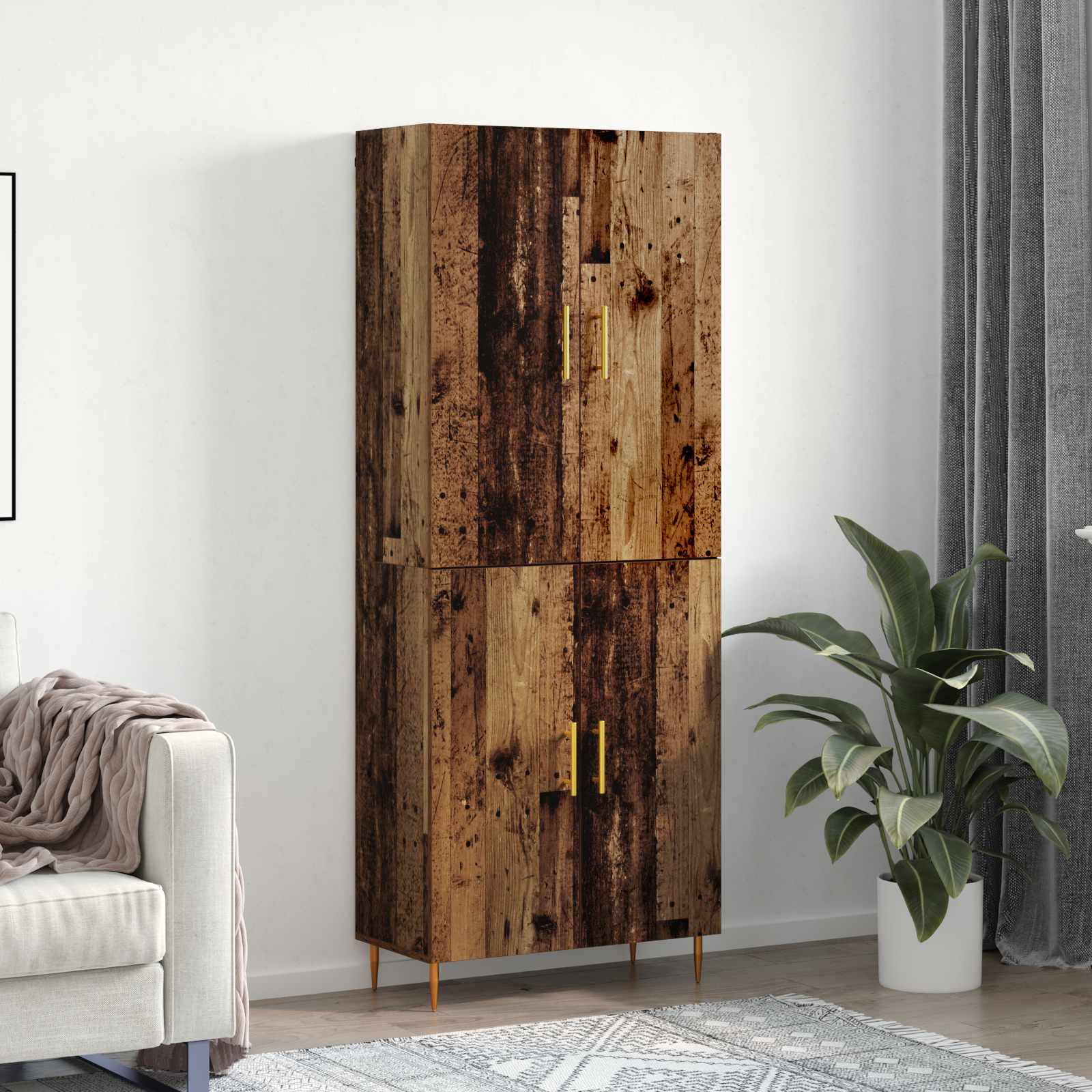Highboard Altholz 69,5 x 34 x 180 cm Holzwerkstoff