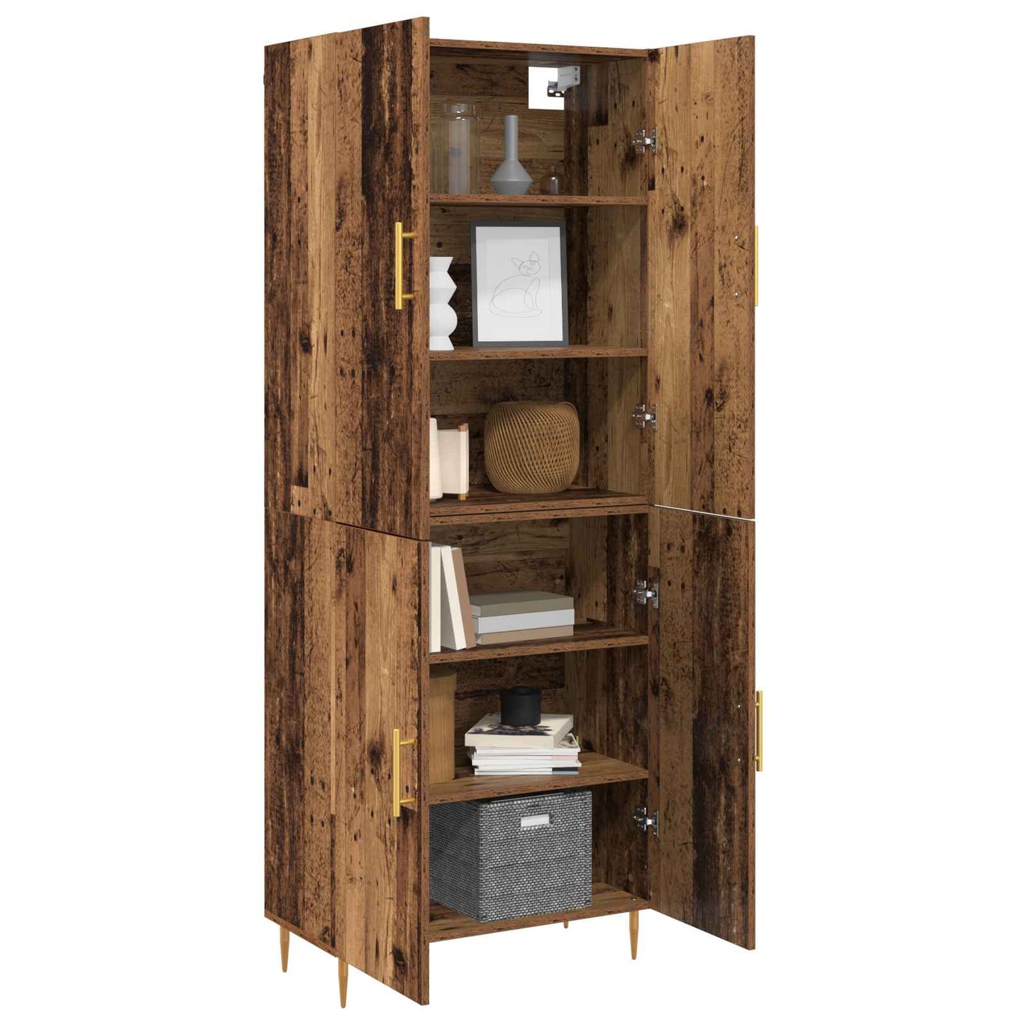 Highboard Altholz 69,5 x 34 x 180 cm Holzwerkstoff