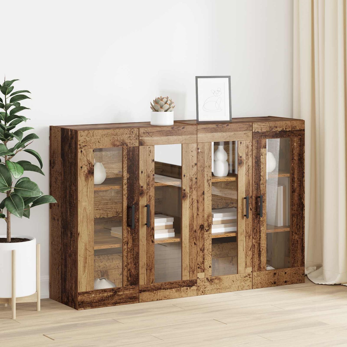Wandmontierte Schränke 2 pcs Altholz 69,5 x 34 x 90 cm
