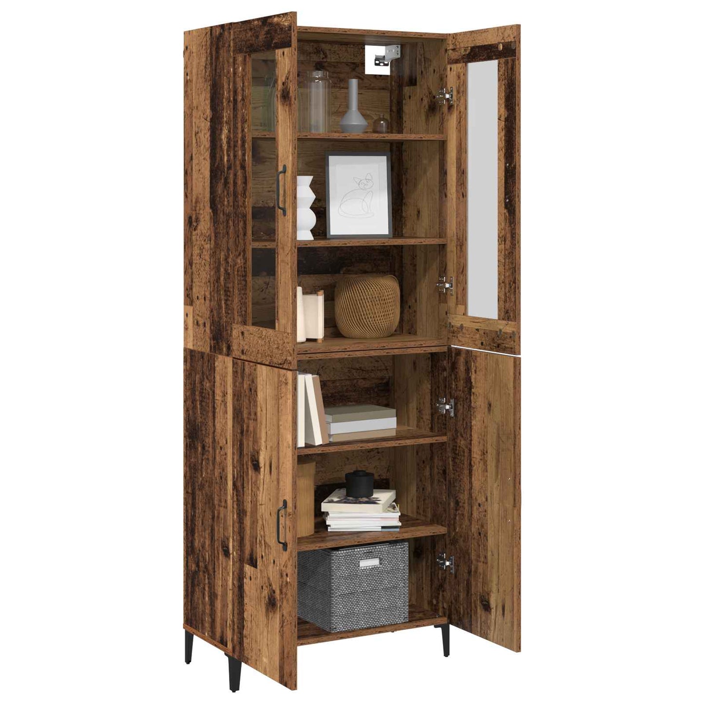 Highboard 2 pcs Altholz Holzwerkstoff