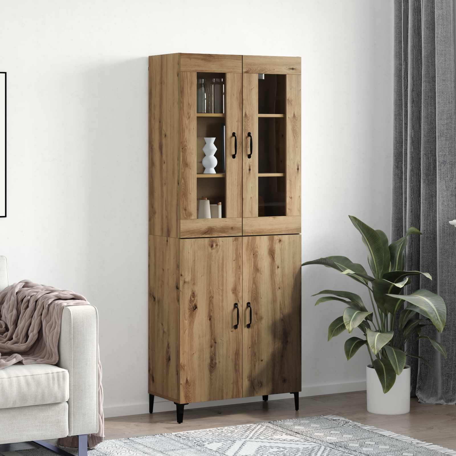 Highboard 2 stk. Artisan-Eiche 69,5 x 34 x 180 cm Holzwerkstoff