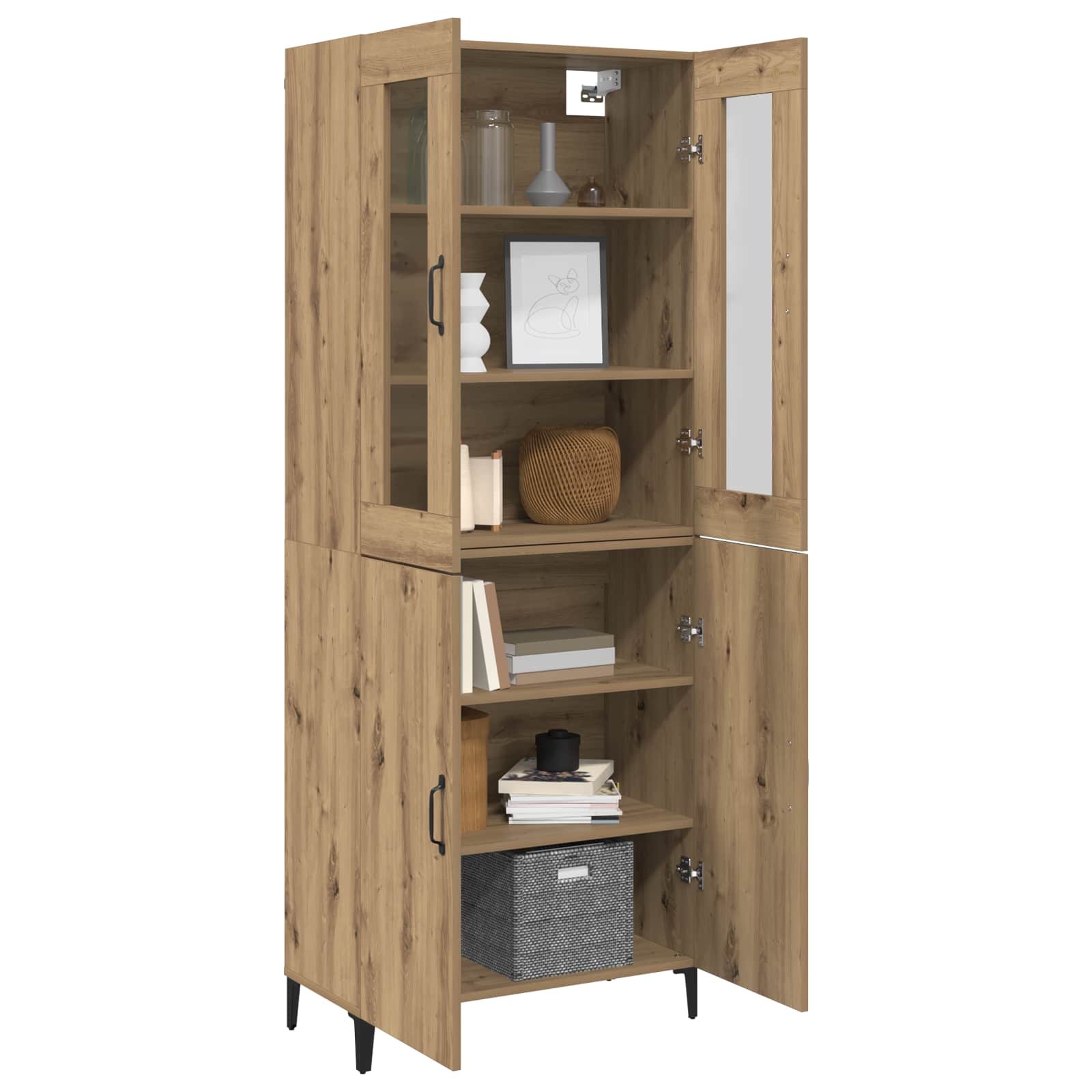 Highboard 2 stk. Artisan-Eiche 69,5 x 34 x 180 cm Holzwerkstoff