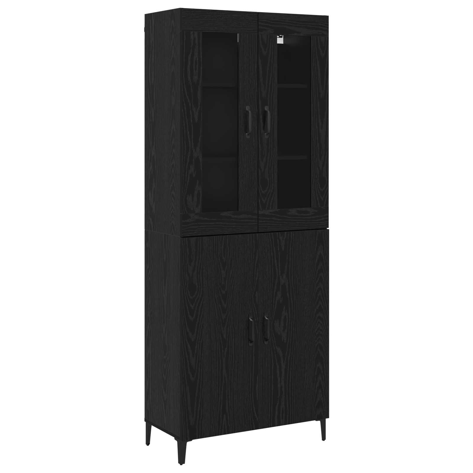 Highboard 2 pcs Schwarz Eichen-Optik Holzwerkstoff