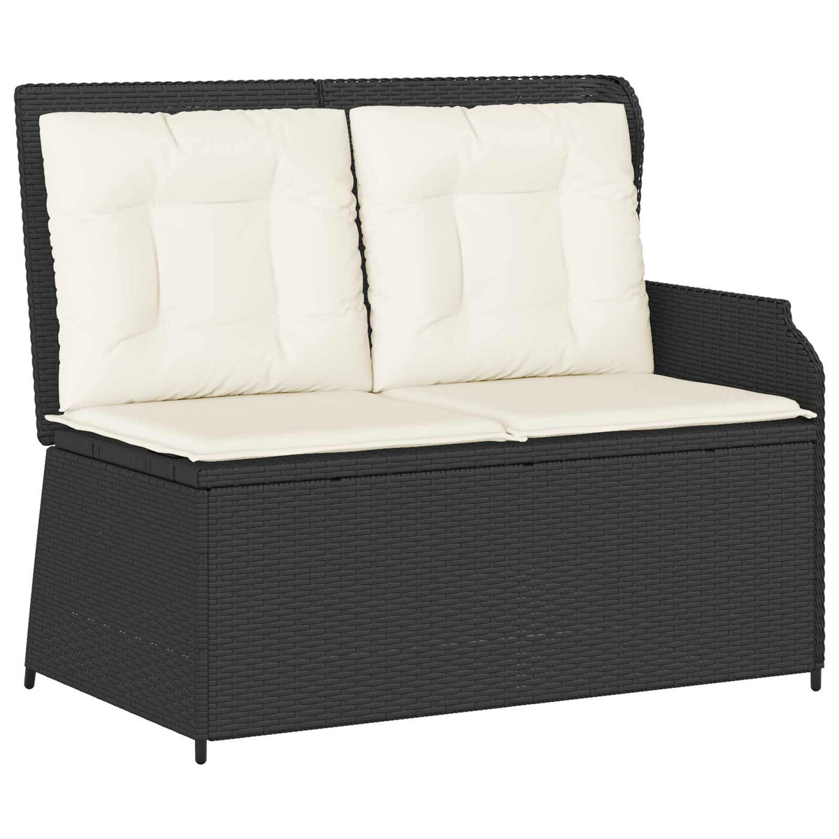 Gartenbank 2-Sitzer Schwarz und Cremeweiß Poly-Rattan
