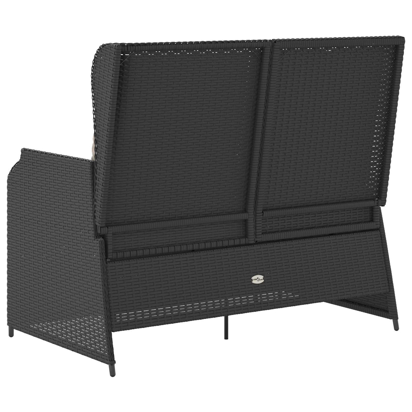 Gartenbank mit Kissen Schwarz und Cremeweiß Poly-Rattan