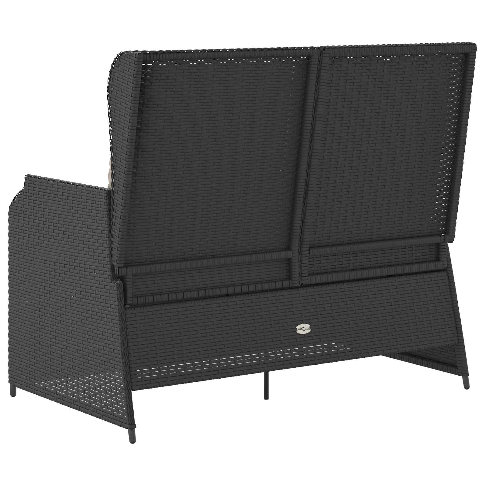Gartenbank mit Kissen Schwarz und Cremeweiß Poly-Rattan