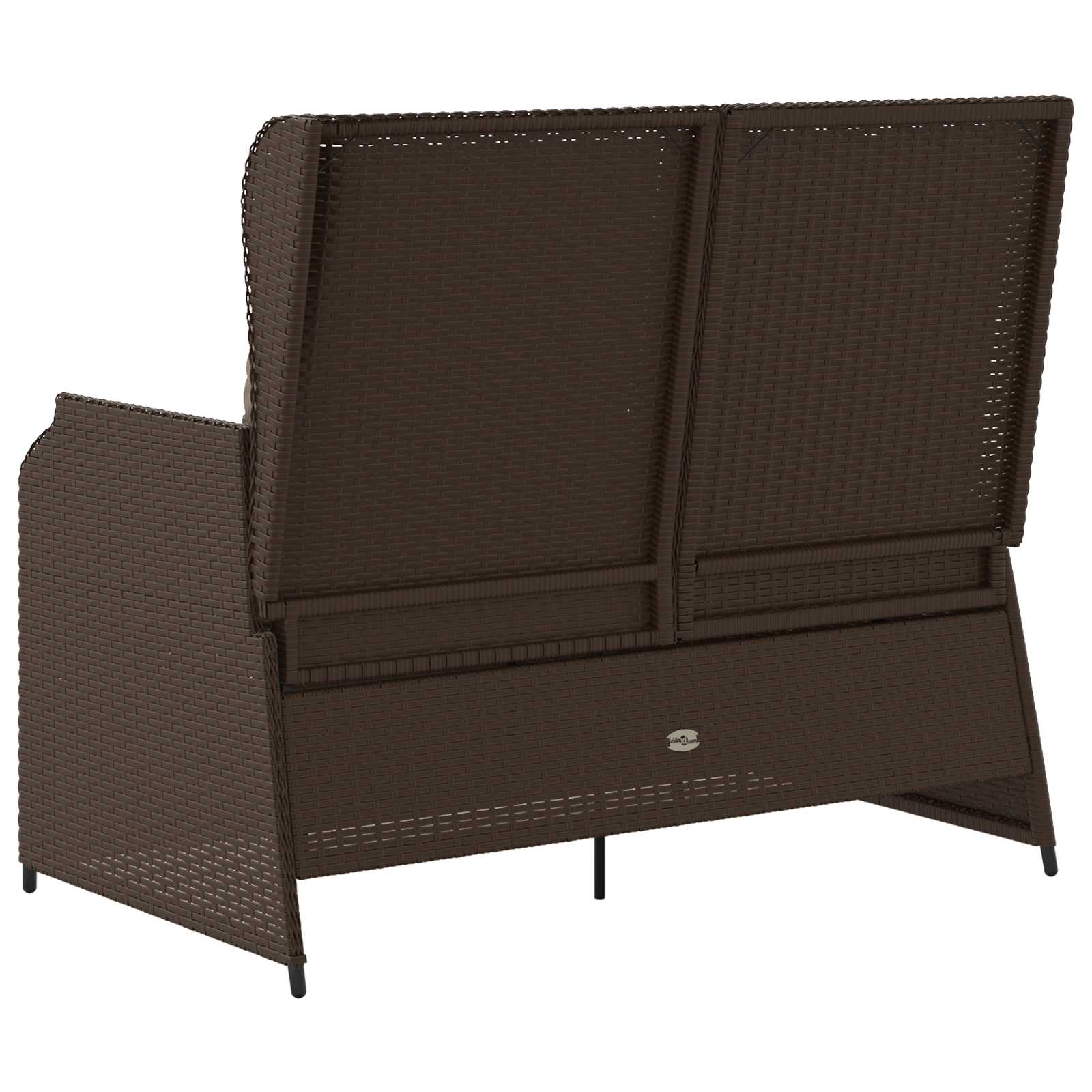 Gartenbank mit Kissen Schwarz und Cremeweiß Poly-Rattan