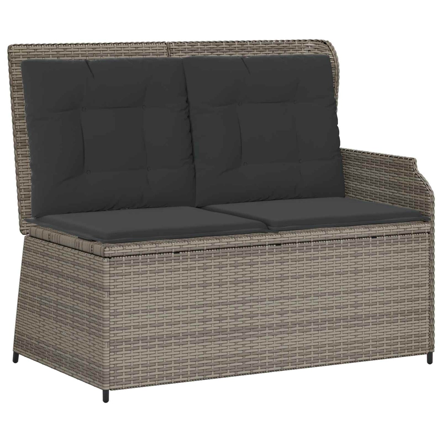 Gartenbank mit Kissen Grau Poly-Rattan