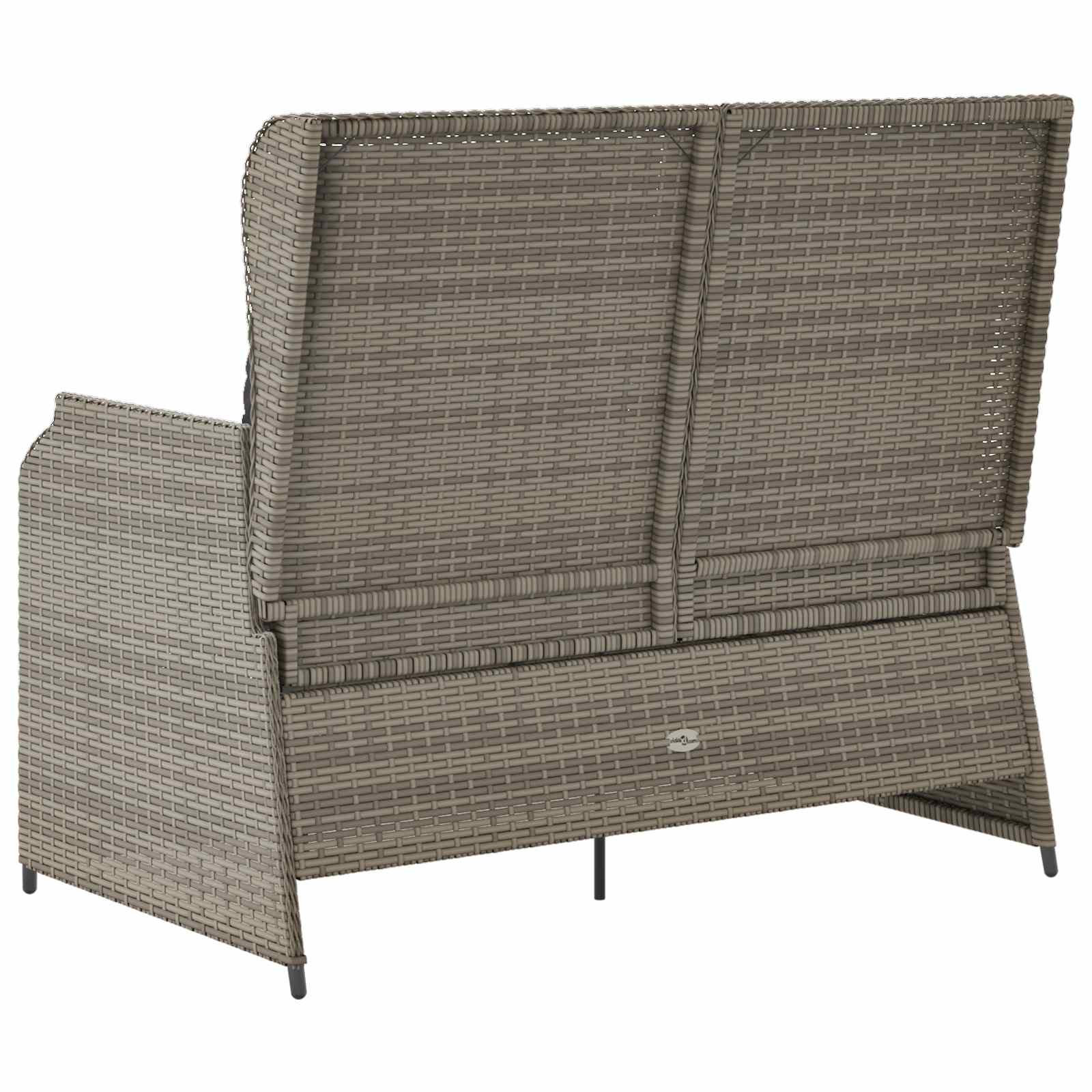 Gartenbank mit Kissen Grau Poly-Rattan