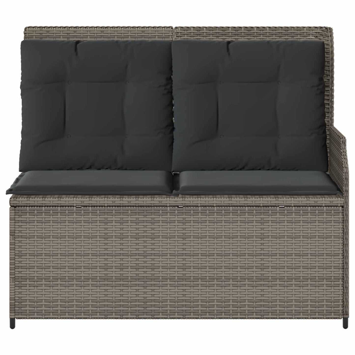 Gartenbank mit Kissen Grau Poly-Rattan