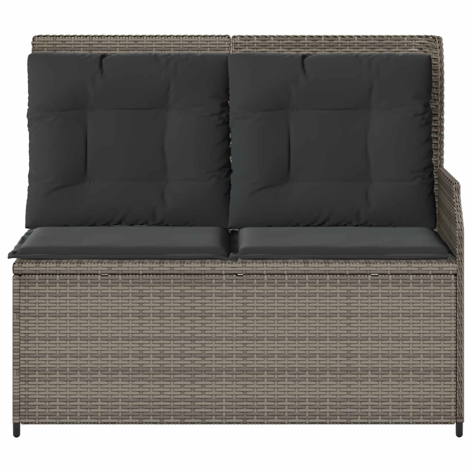 Gartenbank mit Kissen Grau Poly-Rattan
