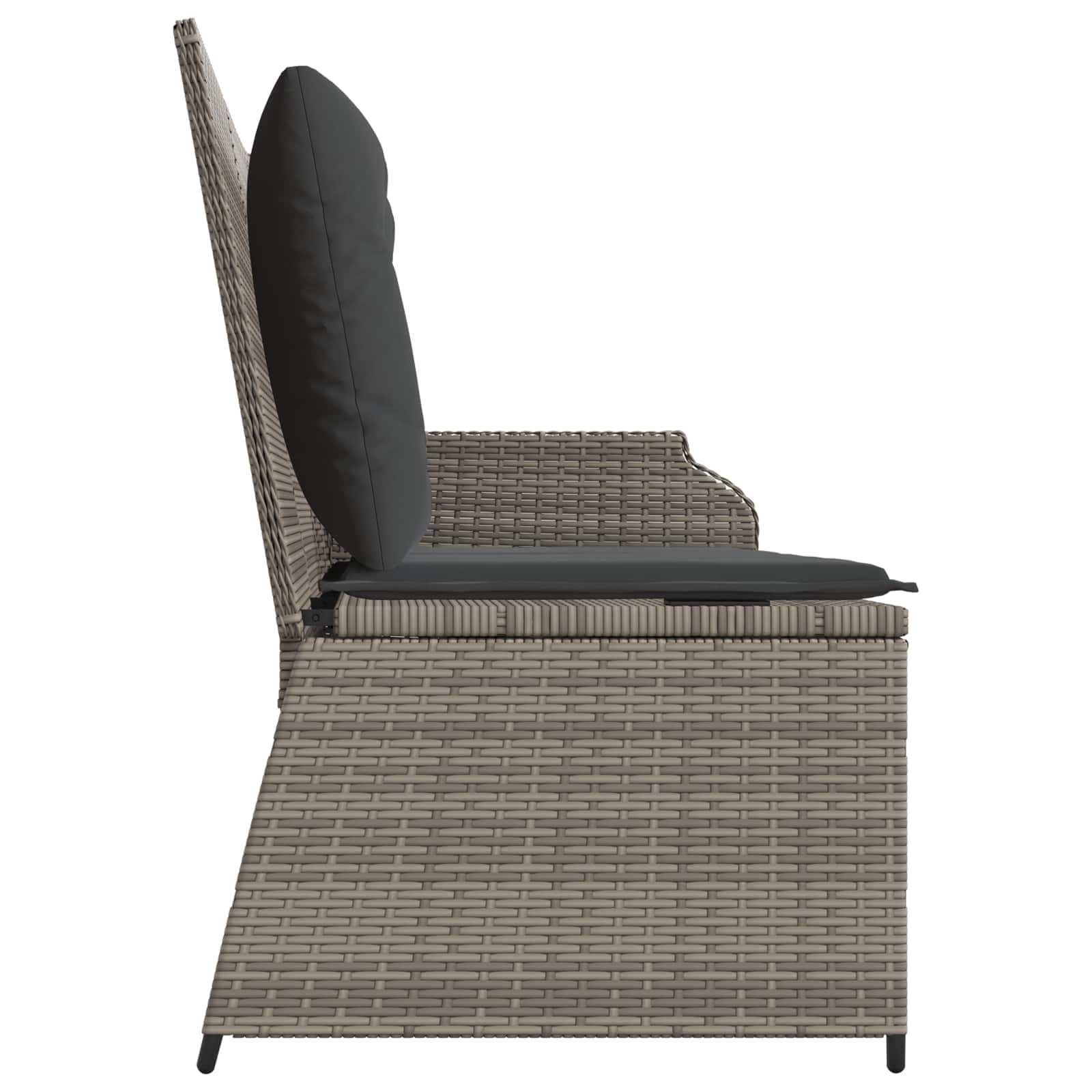 Gartenbank mit Kissen Grau Poly-Rattan