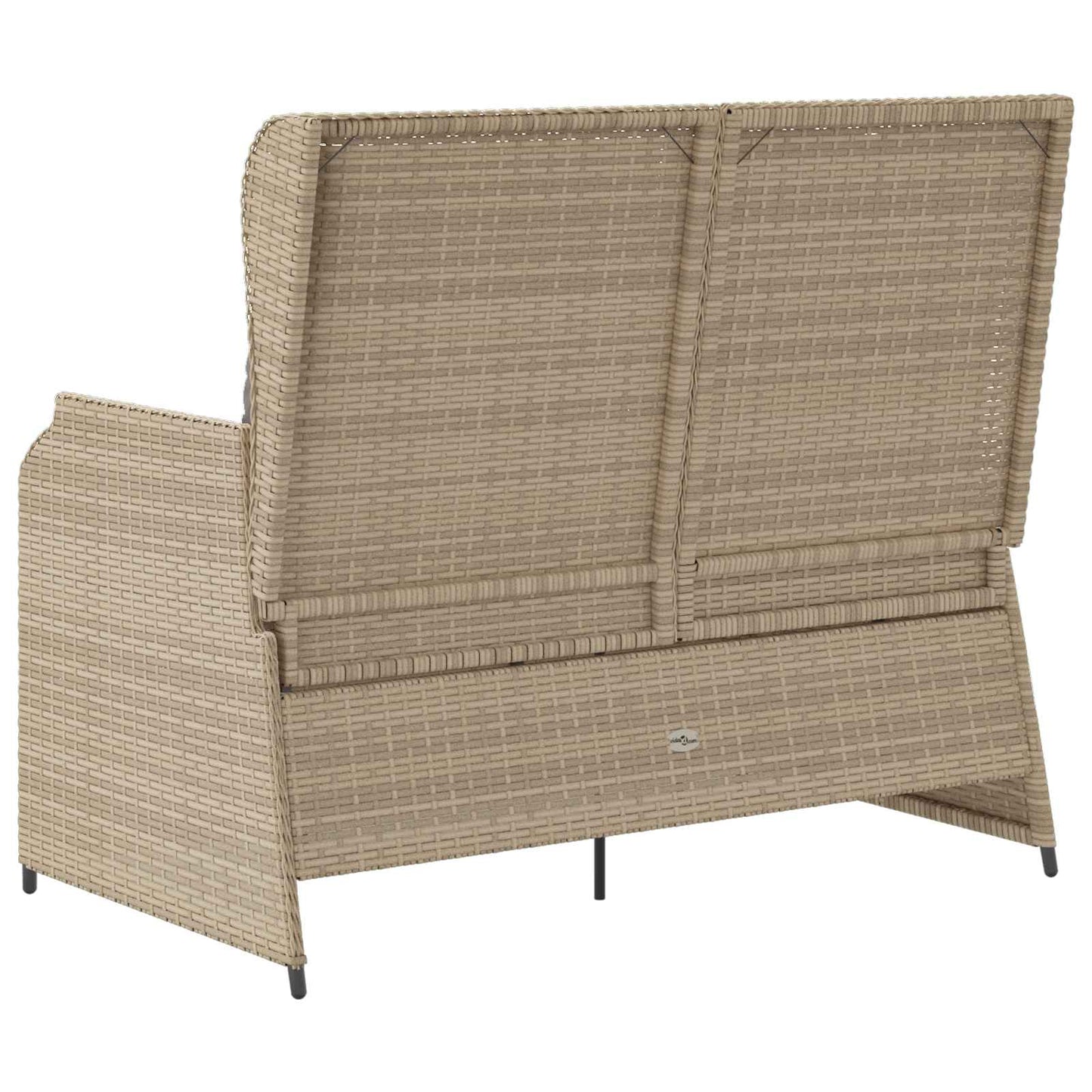 Gartenbank mit Kissen Beige und Grau Poly-Rattan
