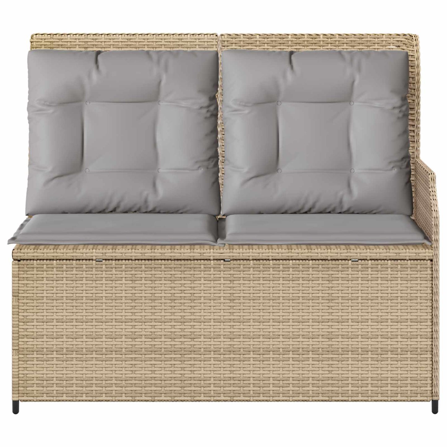 Gartenbank mit Kissen Beige und Grau Poly-Rattan