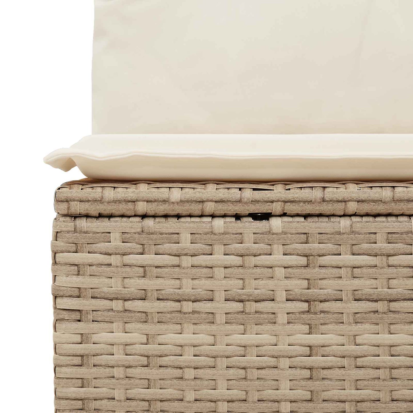 Gartenbank mit Kissen Schwarz und Cremeweiß Poly-Rattan