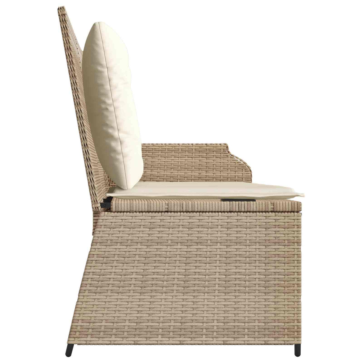 Gartenbank 2-Sitzer Beige und Cremeweiß Poly-Rattan