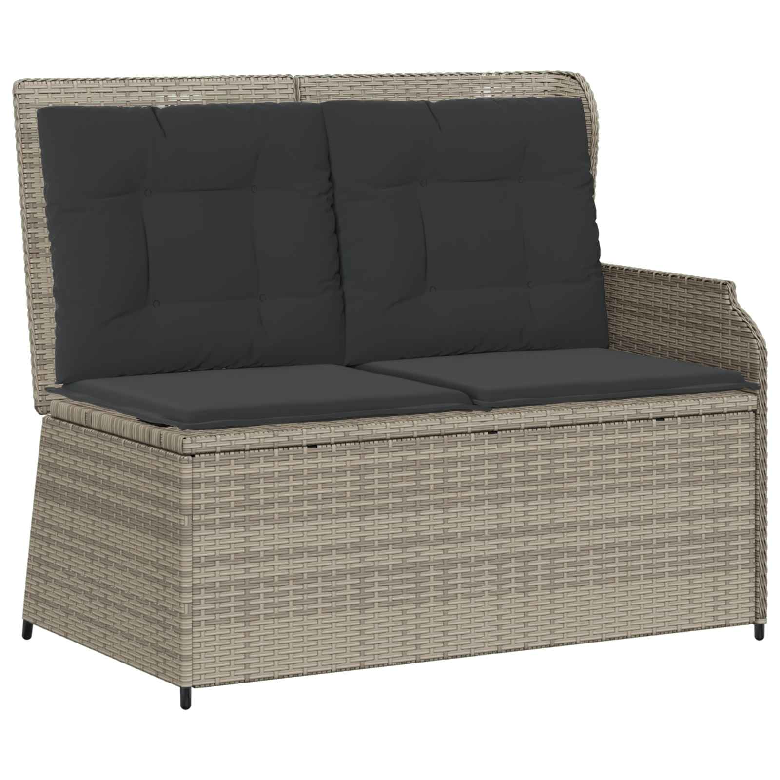Gartenbank mit Kissen Hellgrau Poly-Rattan