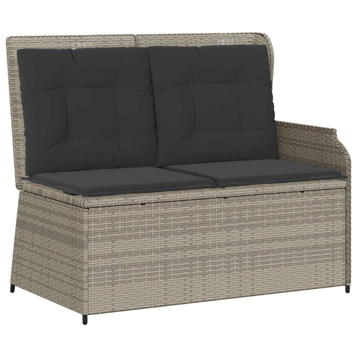 Gartenbank 2-Sitzer Hellgrau Poly-Rattan