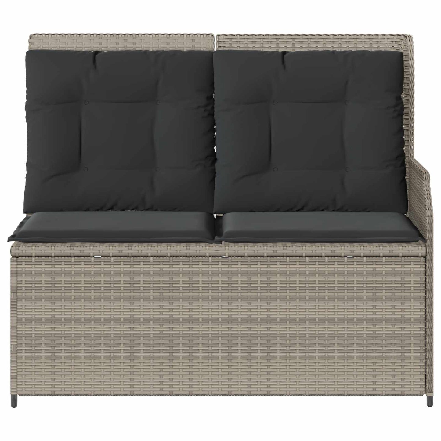 Gartenbank mit Kissen Hellgrau Poly-Rattan