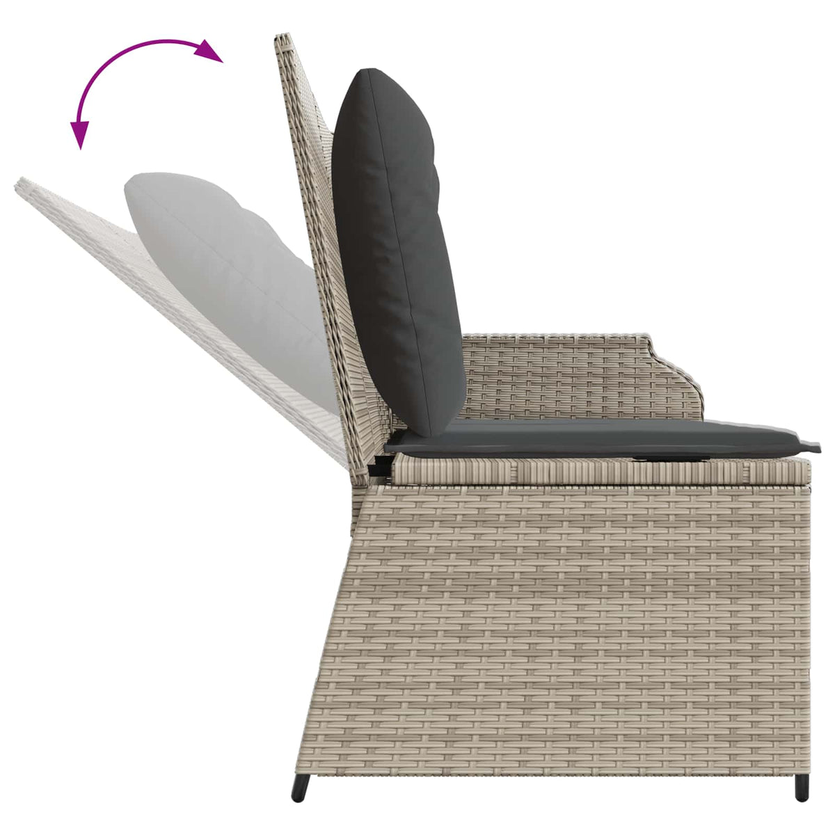 Gartenbank 2-Sitzer Hellgrau Poly-Rattan