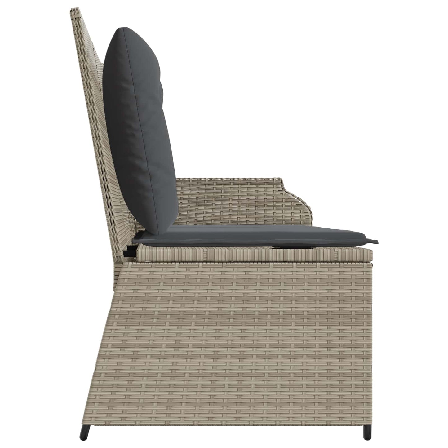 Gartenbank mit Kissen Hellgrau Poly-Rattan
