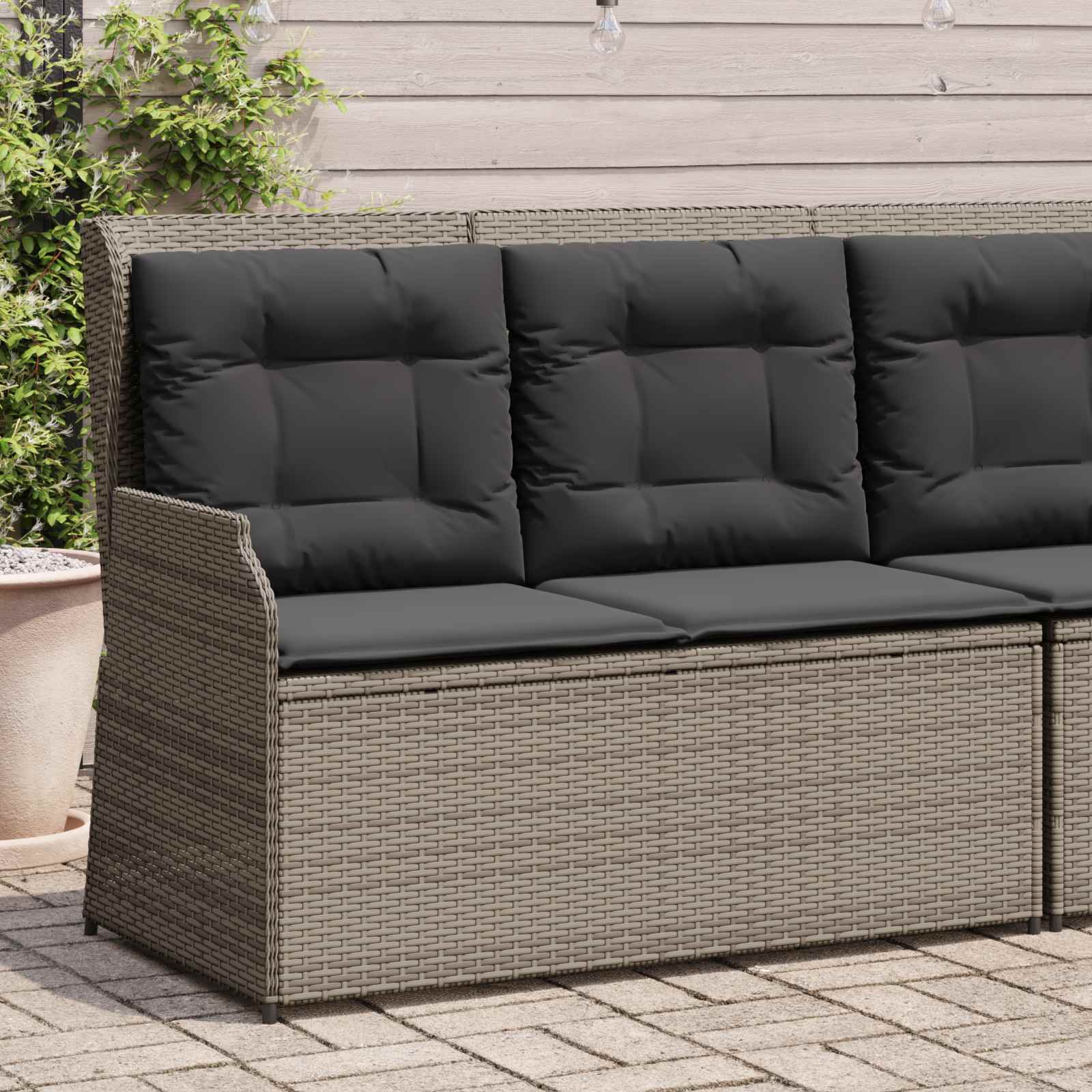 Gartenbank Grau Poly-Rattan