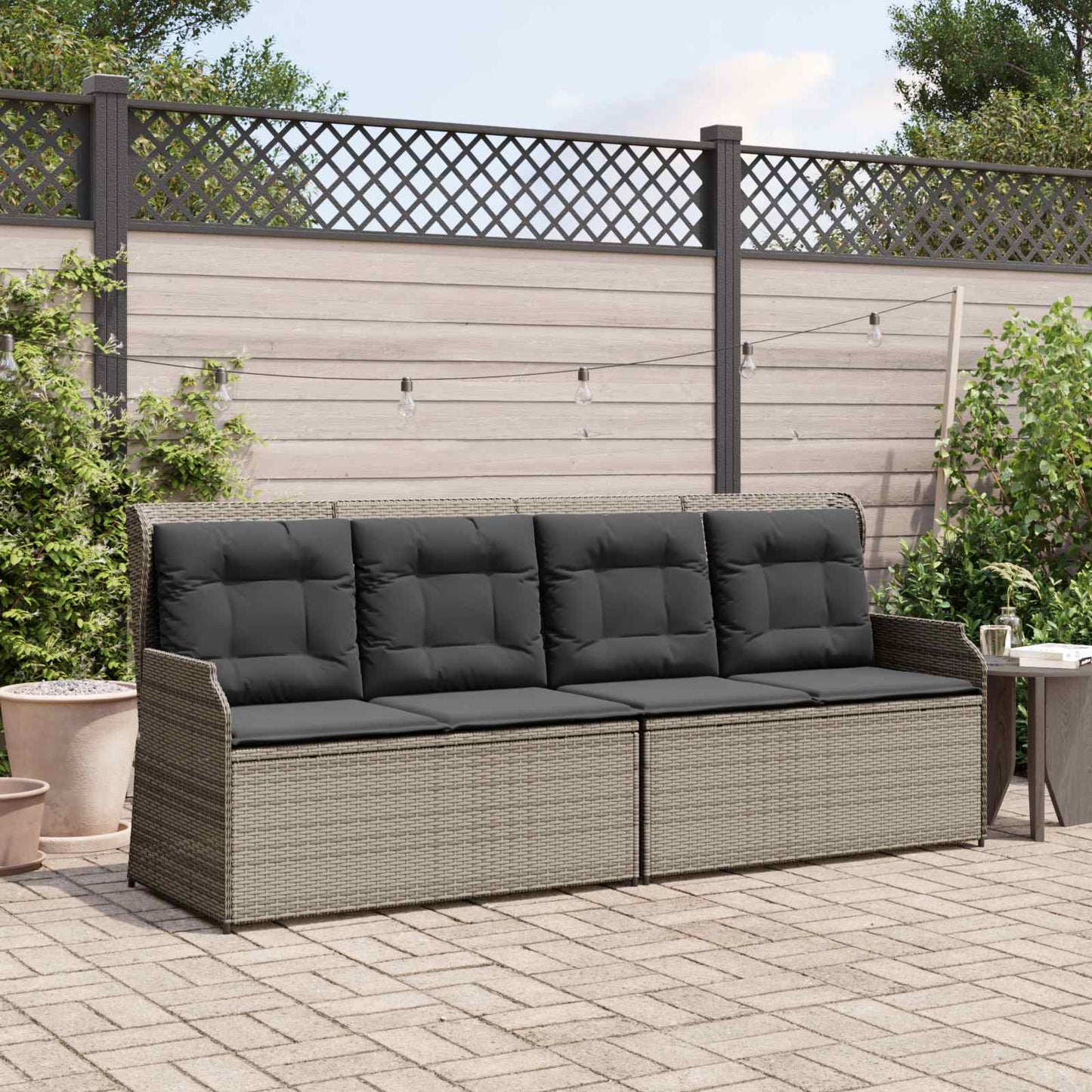 Gartenbank Grau Poly-Rattan
